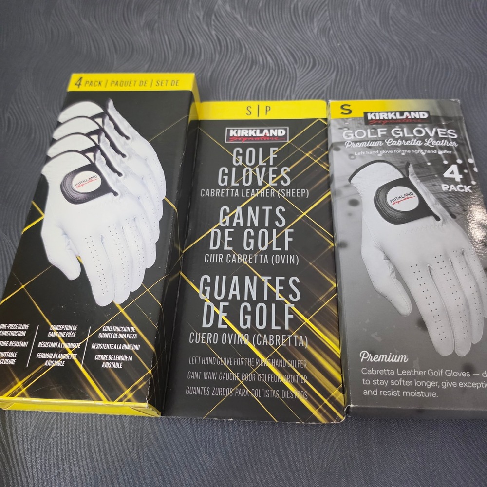 Kirkland Golf Gloves Mens Small White 2pks 4 Packs Premium Cabretta Leather Left